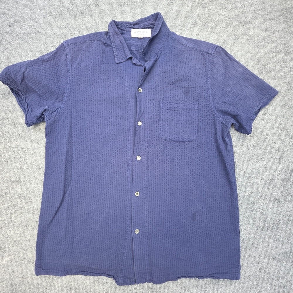 Alex Mill Wash & Go Button Down Shirt Mens Medium Blue Seersucker Short Sleeve